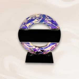 Multi-Coloured Crystal Round Trophy